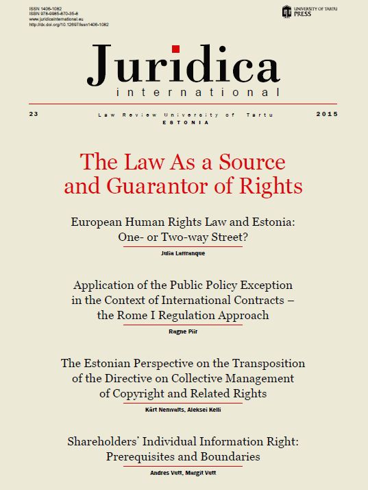 					View Vol. 23 (2015): The Law As a Source and Guarantor of Rights
				