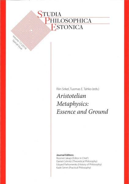 					View Vol 7.2 (2014) "Aristotelian Metaphysics: Essence and Ground", (eds.) Riin Sirkel and Tuomas E. Tahko
				