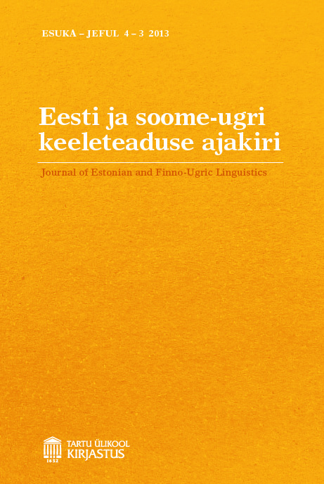 					View Vol. 4 No. 3 (2013): Special issue "Studies on Old Literary Estonian"
				