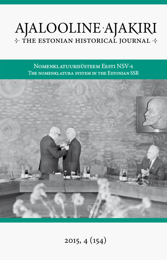					View No. 4 (2015): Nomenklatuurisüsteem Eesti NSV-s. The nomenklatura system in the Estonian SSR
				